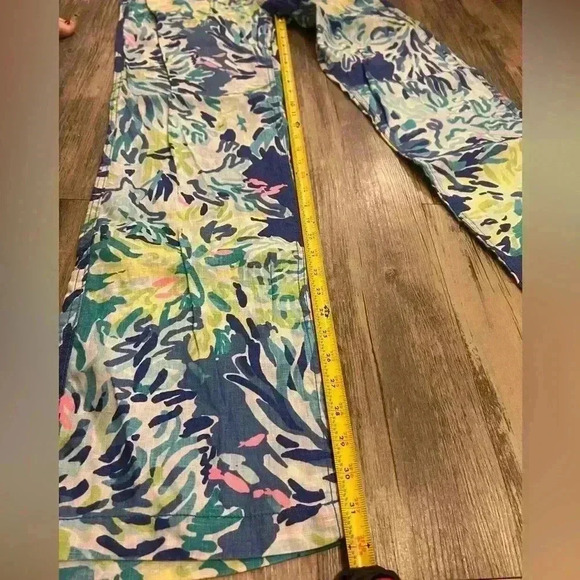 LILLY PULITZER $128 Linen Galley Pant Brilliant Blue Wade and Sea size 2 NWT - Picture 9 of 15